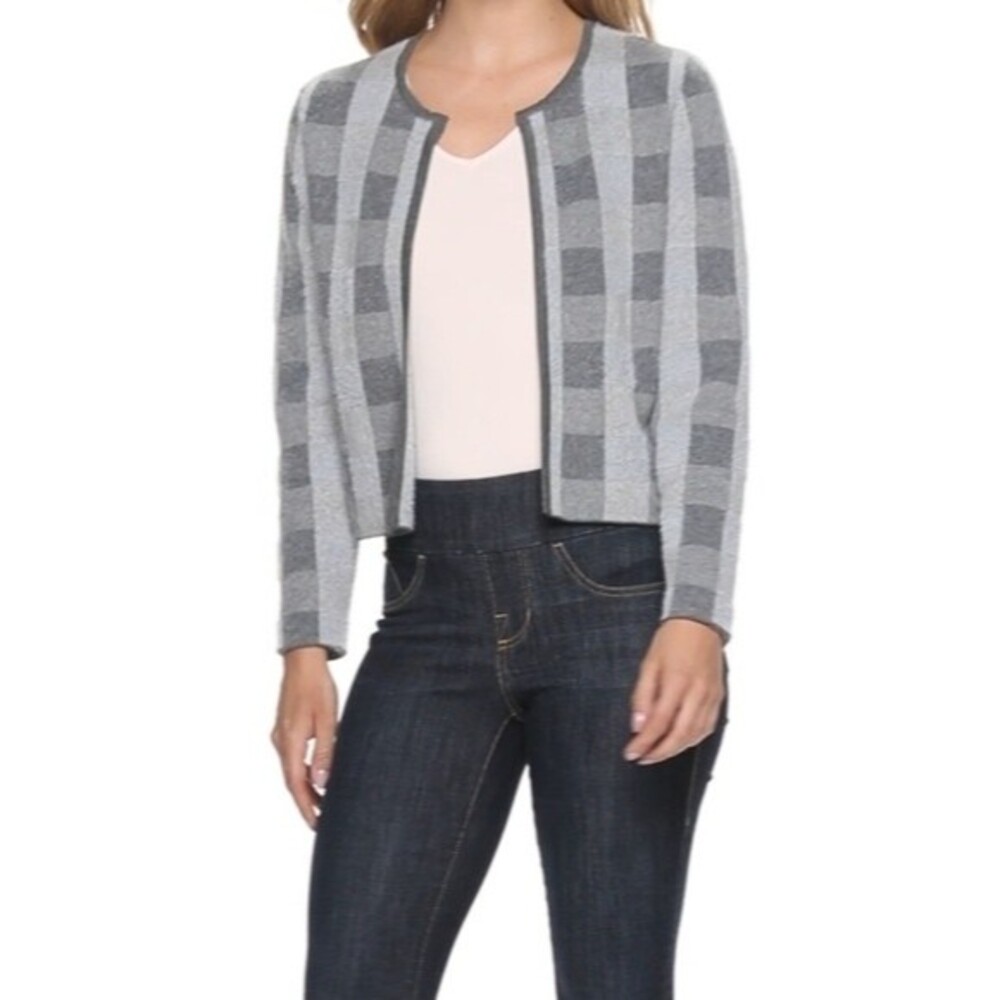 Gray Plaid Cardigan Size Medium. Elle Long Sleeve Open Front Coatigan NWT